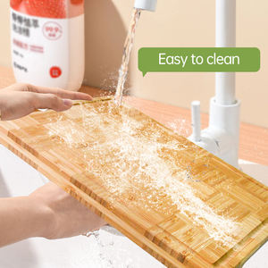 Juego de tres tablas de cortar de bambú natural orgánico duradero Youlike con soporte, juego de tablas de cortar con ranura para jugo - Product Image 6