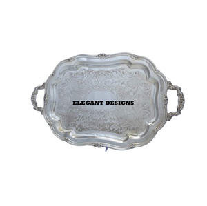 Plateau de service en laiton de forme ovale le plus vendu plat de service à prix raisonnable fabricant indien de plateau de service en laiton - Product Image 6