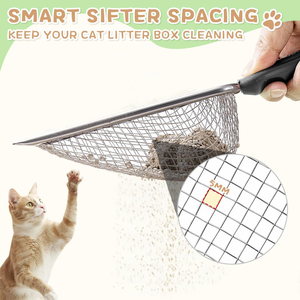 Pala ajustable de malla metálica de acero inoxidable con mango largo para arena de gato, antiadherente, para uso doméstico - Product Image 2