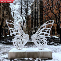 Sculpture de banc papillon en acier inoxydable pour jardin extérieur