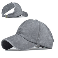 Casquette de Baseball en coton, délavée, à queue de cheval, réglable, à moitié vide, haut pare-soleil