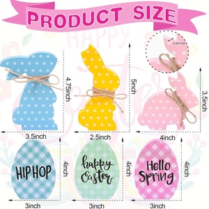 DAMAI Cross Border <b>Easter</b> Wooden Decor Set Rabbit and Egg Shape <b>Ornament</b> for Party Tabletop Decor Handmade Natural Wood Craft - Product Image 3