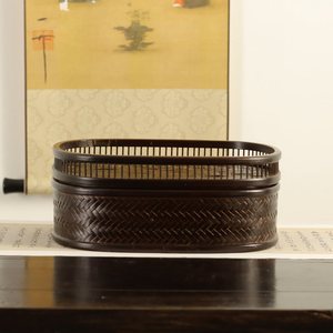 Lacquered Bamboo <b>Weaving</b> Tea Set Storage <b>Basket</b> Rectangle Handmade Dustproof Cover Tea Ceremony Accessories - Product Image 3