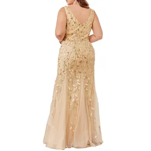 Plus Size Women Sequin Long Maxi Pink Elegant Luxury Formal Ball Gowns Evening Party Dresses For Bridesmaid