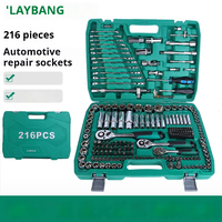 Juego de trinquete de enchufe de Reparación Automotriz profesional de 216 piezas, caja de calidad, herramientas manuales, combinación de brocas para uso doméstico, soporte OEM