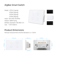 Interrupteur mural intelligent Lerlink Factory 1 2 3 4 Gang avec panneau tactile, neutre, norme australienne, certifié SAA, Tuya Zigbee