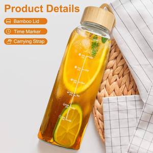 Bouteille d'eau en verre borosilicate écologique certifiée FDA avec manchon en néoprène 500ml 1000ml, logo personnalisable pour jus, compatible lave-vaisselle - Product Image 4