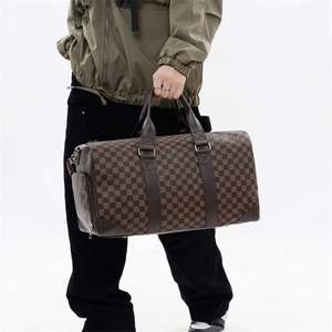 กระเป๋าดัฟเฟิลกระเป๋าเดินทางสุดหรูสำหรับผู้ชายและผู้หญิงมีซิปปิดสไตล์วินเทจสำหรับใช้ในยิมฟิตเนสสันทนาการ - Product Image 4