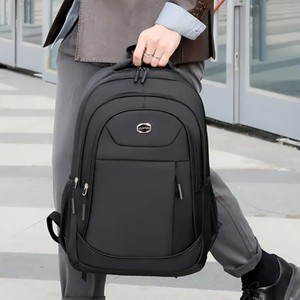 Lingzhi Kangaroo 8071 <b>Backpack</b> <b>Black</b> Large Capacity Business Travel Laptop Bag For <b>Men</b> Solid Color Polyester Lining 10 Inches - Product Image 3