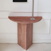 Table console demi-lune en travertin, style nordique moderne