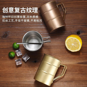 Vente en gros de tasses à boire vintage en métal incassable, mugs en acier inoxydable, verres à café rétro givrés, verres à vin et à bière - Product Image 3