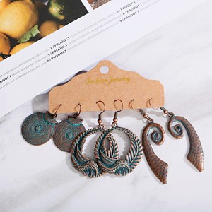 Monili della boemia Dell'annata Orecchino Della Vite Prigioniera <span class=keywords><strong>Set</strong></span> di 3 Coppie Anelli di Orecchio <span class=keywords><strong>Set</strong></span> Nuovo <span class=keywords><strong>Argento</strong></span> Antico Foglie Designer Ciondola Gli <span class=keywords><strong>Orecchini</strong></span> del Gancio <span class=keywords><strong>Set</strong></span> - Product Image 3
