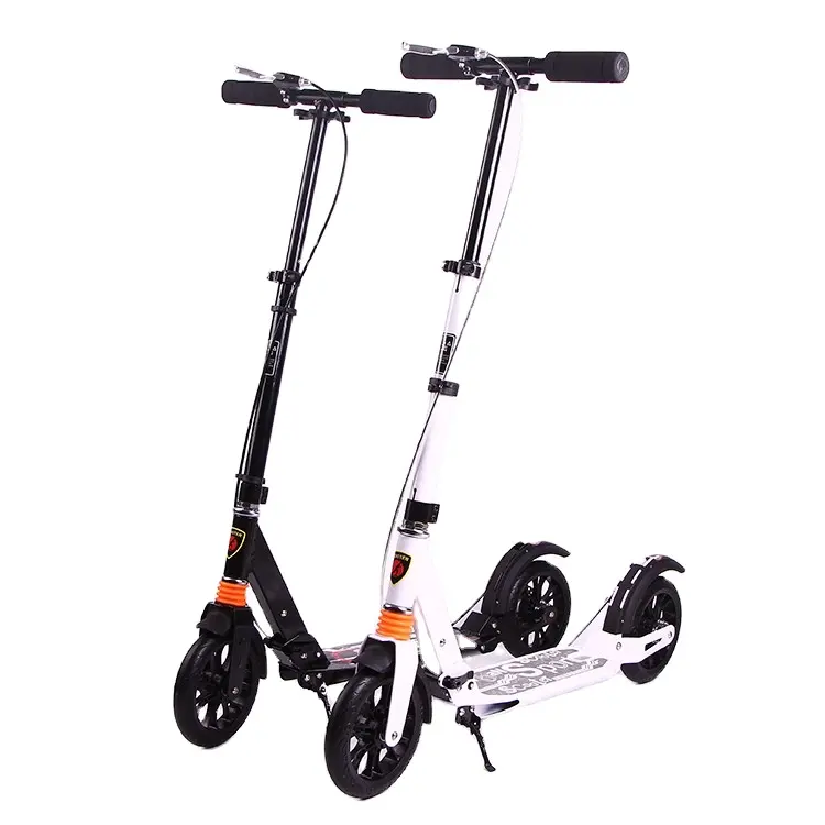 New Design Adult Scooters With Hand Brake Aluminium Folding Kick Skateboard Big Wheels Scooter