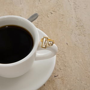 Geometric <b>Open</b> <b>Ring</b> With Diamonds Bezel Setting Unisex Fashion Jewelry Gift - Product Image 4