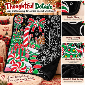 Couverture à colorier DIY de Noël pour enfants, motif canne à sucre, douce et lavable, cadeau familial, jouet - Product Image 5