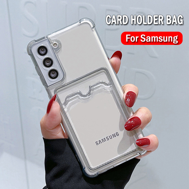Card Holder Bag Transparent Case for Samsung S20 FE S22 S21 Ultra S10 Plus Note 10 20 Ultra A12 A52 A72 A32 A53 Shockproof Cover