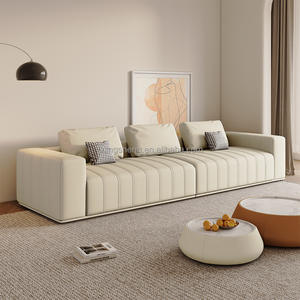 Canapé moderne simple à rangée droite <span class=keywords><strong>en</strong></span> cuir pour salon avec cadre <span class=keywords><strong>en</strong></span> bois massif Vente populaire - Product Image 2