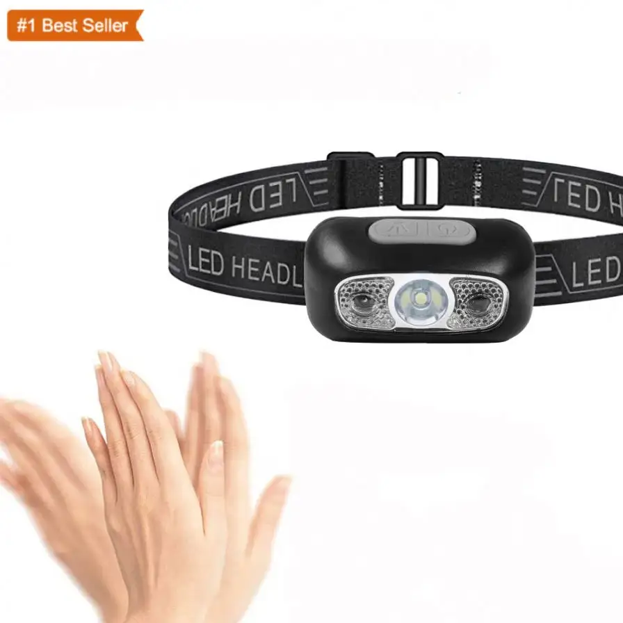 Istaride 미니 LED 헤드 램프 바디 모션 센서 USB 충전식 헤드 라이트 화이트 + 레드 모드 캠핑 손전등 헤드 라이트
