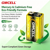 Baterai Primer Alkalin GMCELL 9V 6LR61, Kapasitas Tinggi, Daya Tahan 10 Tahun untuk Elektronik Konsumen, Mainan, Bersertifikat CE & MSDS