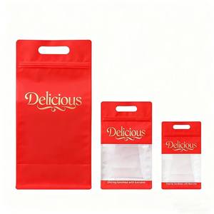 Sacs d'emballage en plastique à fond plat de haute qualité OEM&ODM avec logo, pour poudre de protéines, grains de café, fruits, céréales, avec poignée. - Product Image 4