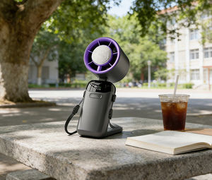 Ventilador de Mano Plegable para Viajes al Aire Libre, Ventilador de Refrigeración con Núcleo de Hielo Semiconductor y Pantalla Digital - Product Image 1
