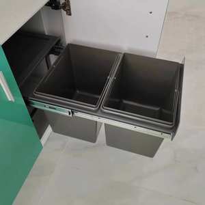 Poubelle sous évier auto-fermante 2x15L 400mm, cuisine, extractible, <span class=keywords><strong>2</strong></span> seaux, poubelle cachée - Product Image 1