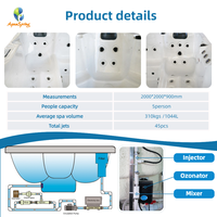 Personnalisé 5 Personnes Whirlpool Extérieur 45 Jets Spa Pas Cher Spa Baignoire CE Approuvé Bain à Remous Jacuzzier avec Blaboa Gecko JOYONWAY