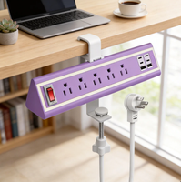 Schreibtisch-Klemmsteckdosenleiste mit Nachtlicht, Steckdosenleiste mit 5 AC-Steckdosen, USB-C, USB-A, schnelles Laden mit Schalter