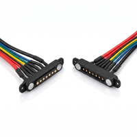Connecteur magnétique Pogo Pin personnalisé 7 broches, pas de 2,54 mm, avec oreilles de montage, en cuivre plaqué or, 12V 5A, et câble XH2.54 pré-câblé