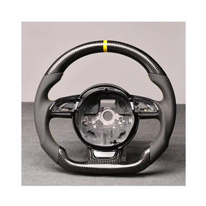 Accessoires de voiture de volant de Sport à fond plat en cuir de Fiber de carbone perforé adaptés pour <span class=keywords><strong>Audi</strong></span> A3 A4 A5 A6 A7 Q3 Q5 Q7 - Product Image 1