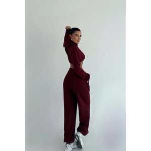 <b>Burgundy</b> Farhi Casual <b>Tie</b>-Up Tracksuit Set XXL Size Windproof Breathable Nylon Printed Sublimation Winter Summer Logo Plus Size - Product Image 1