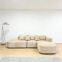Großhandel Neues L-förmiges Multifunktionales Sofa Komfortables Langhaariges Plüschgewebe-Bezug Stark Stützendes Schaumstoff-Modulsofa Gepolstertes Schlafsofa