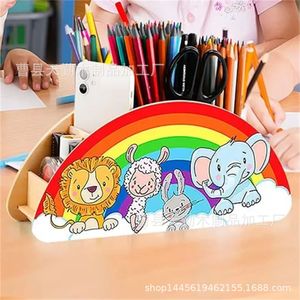 Wooden storage rack, cross-border creative home desktop storage pen holder office desk stationery small colorful storage box - Product Image 3