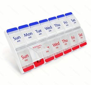 กล่องยา 14 ช่อง แยกสี จัดระเบียบได้ 7 วัน ปิดสนิท ปลอดภัย แยกช่อง AM/PM ขายดี - Product Image 3