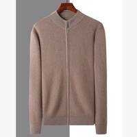 Benutzerdefiniertes Logo OEM Herren Nerz-Fleece Strickjacke mit Reißverschluss, Stehkragen, Gerippt, Modische Nerz-Kaschmir-Strickjacke, Winter Flauschiger Dicker Strickpullover