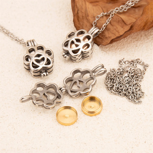 Kalung Kandang Baja Anti Karat untuk Kenangan Hewan Peliharaan Mewah, Desain Cakar Kucing/Anjing, Liontin Mini untuk Abu Jenazah, Perhiasan Kremasi Kristal - Product Image 5