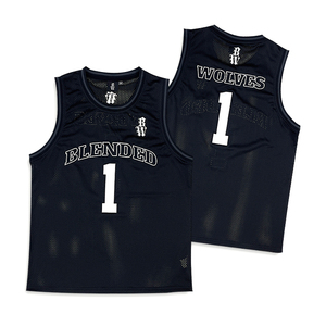 Camiseta de baloncesto de malla personalizada, diseño de logotipo bordado negro, ropa deportiva para jóvenes universitarios - Product Image 1