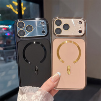 Coque de téléphone Aurora magnétique avec protection d'objectif en verre pour iPhone 17 16 15 Pro Max, avec dos électroplaqué à dégradé laser