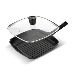 Thuis 11 Inch Koken Non-Stick Pan Anti-Aanbaklaag Gecoate Vierkante Vorm Frituur Steak Grill Pan