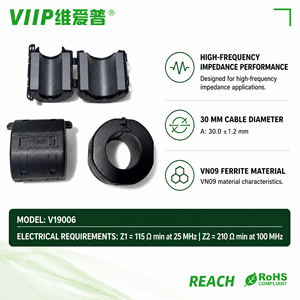 V19006 VN09 Anello in <span class=keywords><strong>Ferrite</strong></span> Diametro Cavo 30mm Filtro di linea di alimentazione toroidale ad alta impedenza per la riduzione di interferenze elettriche (<span class=keywords><strong>EMI</strong></span>/<span class=keywords><strong>RFI</strong></span>) conforme a RoHS e REACH - Product Image 2
