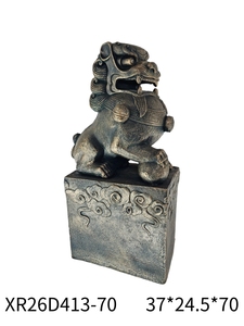 Figura de León Guardián MGO Pintada a Mano, con Base de Textura de Piedra, Decoración para el Hogar, Estilo Antiguo - Product Image 4