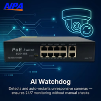 Switch PoE AI 8 ports 8GE+2GE Gigabit 1000Mbps 6KV Protection contre la foudre 250m AI Watchdog 22Gbps QoS pour caméra IP CCTV