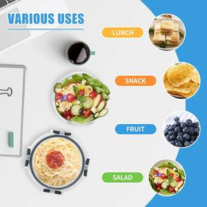 Boîtes à lunch en verre avec couvercles, nouveau design côtelé - Product Image 5