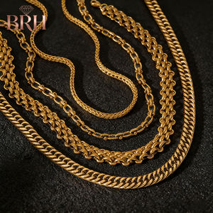 Dây chuyền mạ vàng 18K, dây chuyền thép không gỉ, dây chuyền kiểu Cuban - Product Image 5