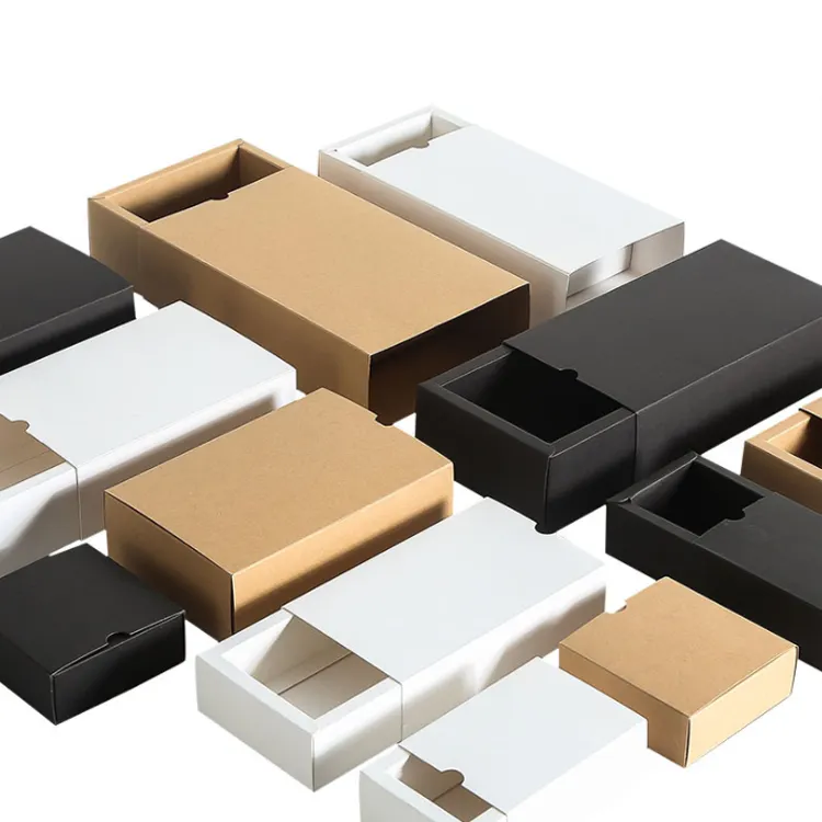 Embalagem caixa de papelão da gaveta do presente da corrediça da qualidade fina do papelão preto presente & artesanato, embalagem de presente 5-7 dias hs