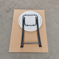 Table ronde pliante en plastique HDPE de 60/80 cm, table de bistrot portable pour l'extérieur, table de repas pour les événements de jardin