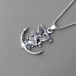 Pendentif Aigle Ancre en Acier Inoxydable, Collier pour Homme, Style Hip Hop Punk, Bijou Cadeau - Product Image 3