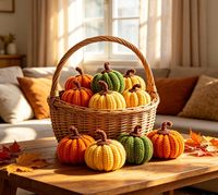 Mini-décors tricotés et crochetés faits main en gros, petites citrouilles artisanales pour Halloween, décoration de maison, cadeaux et accessoires