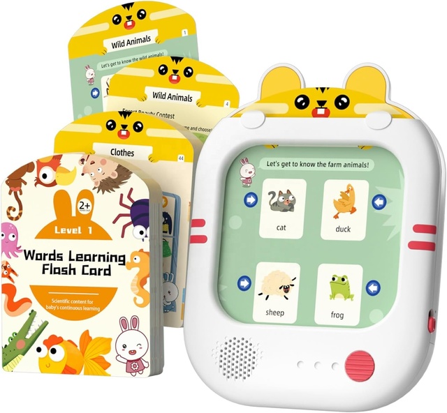 Kids Learning Tablet for Toddlers Educational Toys with 47 Double Sided Flash Cards to Learn 180 Words and Play 180 Logic Games