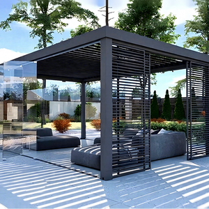 Pergola en aluminium avec rideaux motorisés d'extérieur, ombrage de jardin, volet roulant, écran zippé, pare-vent, pavillon de pergola 3x6 - Product Image 1
